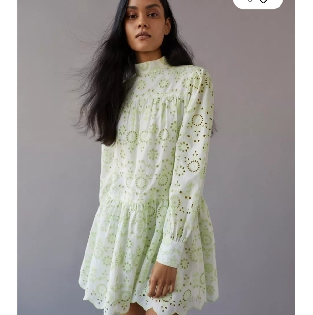 Glamorous eyelet long sleeve mini dress size XS